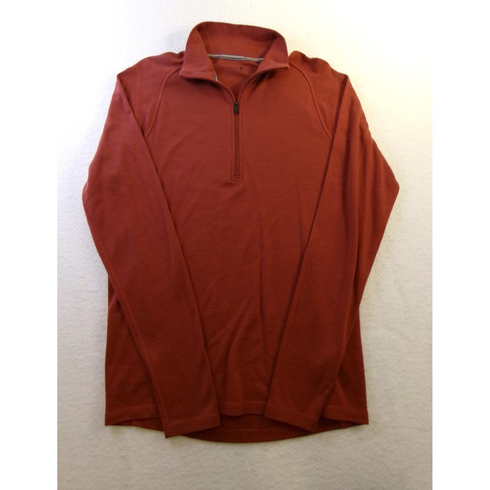 Smartwool Mens 100% Merino Wool Quarter Zip Pullover Rust Orange Large SW0SS603